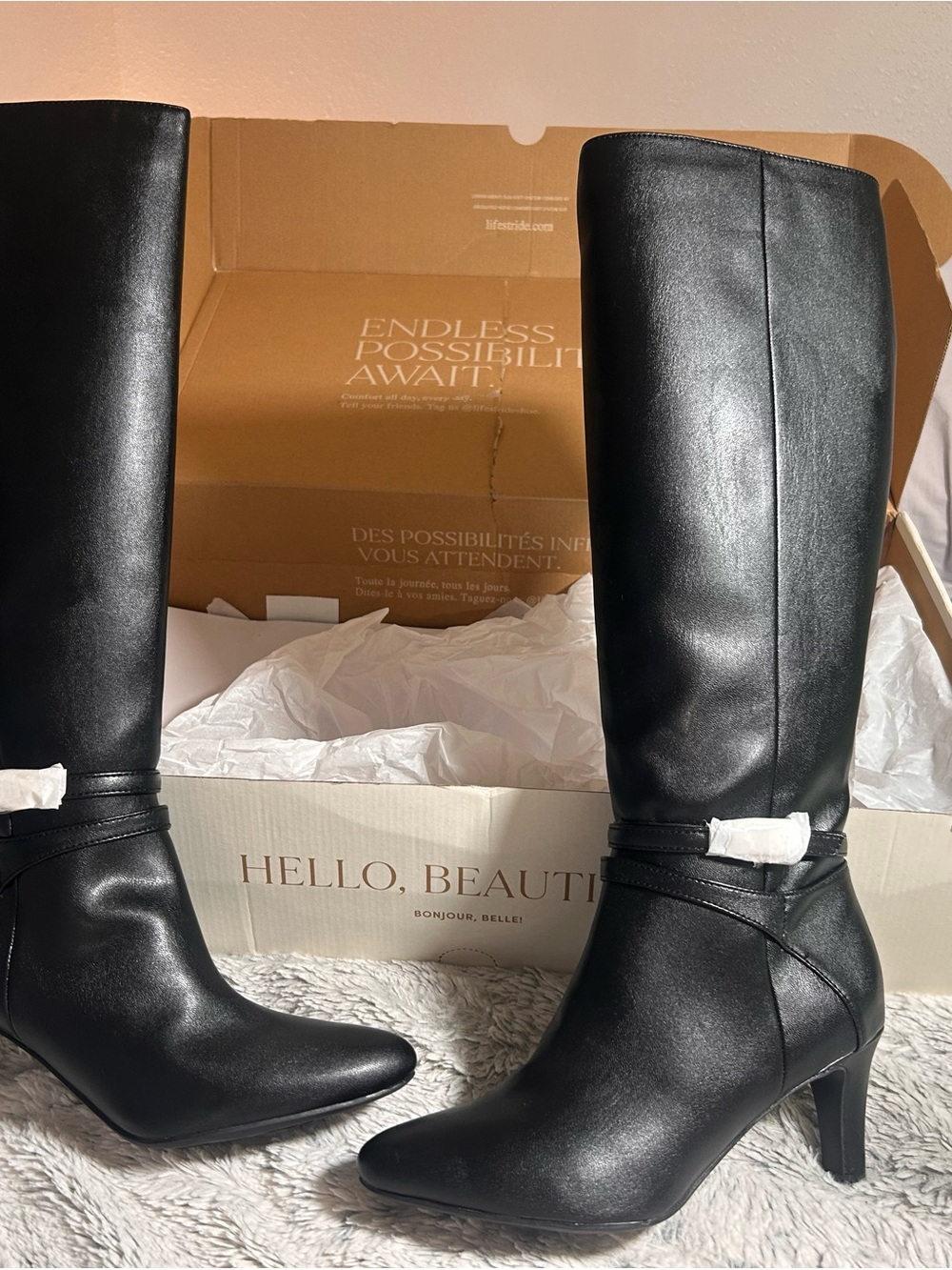 Life Stride Black Knee-High Heeled Boots